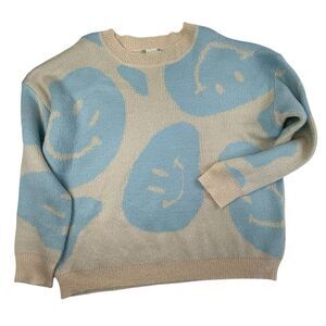 Altar'd State The All Over Smile Look Sweater Women Medium Smiley Face Oversized